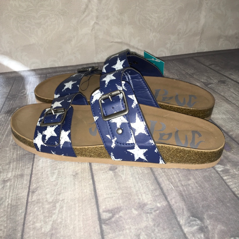 Mad love navy stars sandals slip ons